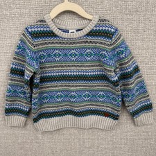 Janie and Jack Kids Fair Isle Sweater Blue Green Gray Size 3