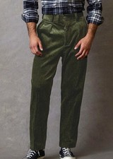 NWT Todd Snyder Men's Wide Wale Corduroy Chino Pants in Green, Size 35