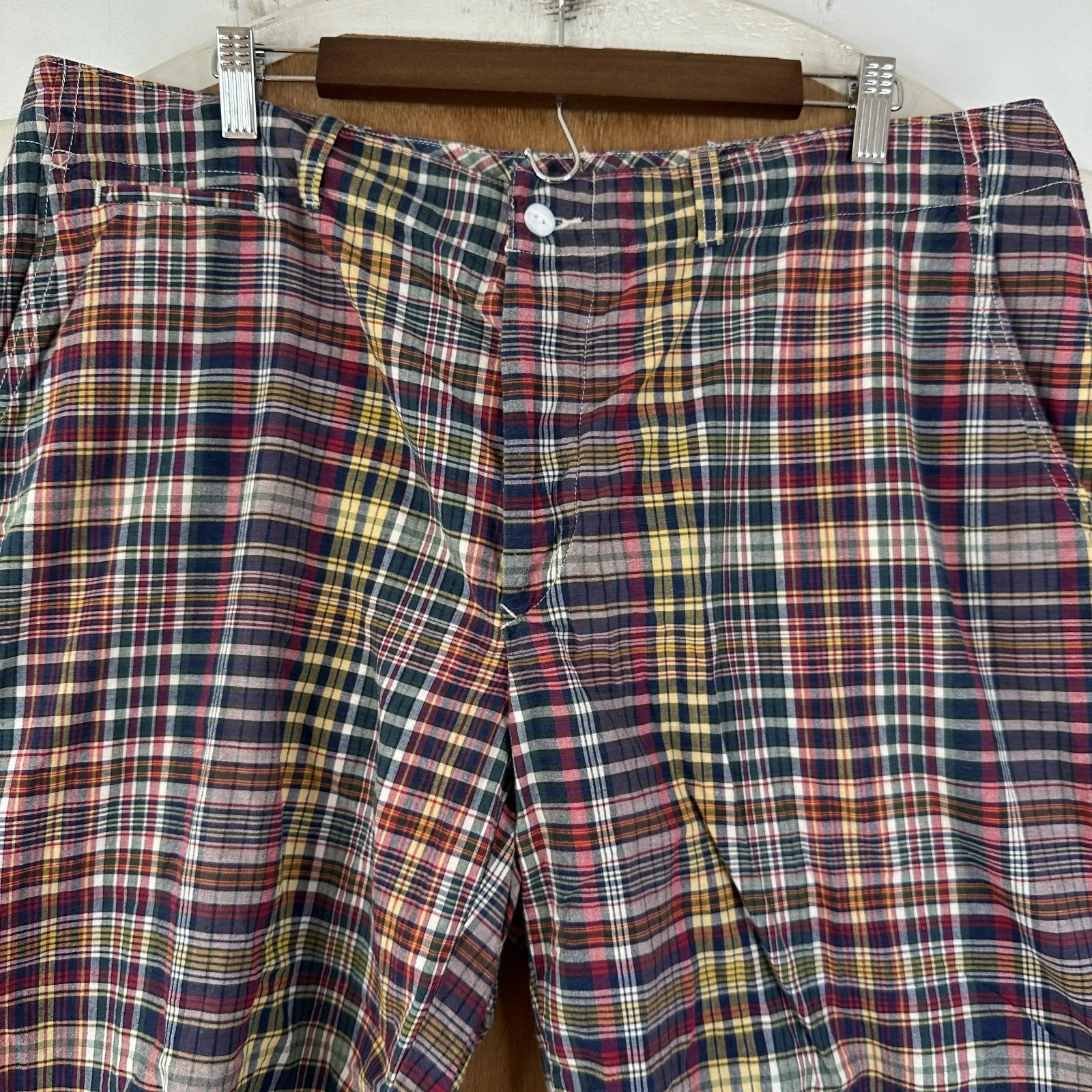 Polo Ralph Lauren Shorts Mens 40 100% Cotton Multicolor Plaid 10" Inseam Preppy