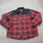 Dickies Jacket Adult 2XL XXL Red Plaid Flannel Chore Workwear Lined Shacket Men*