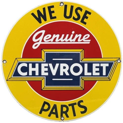 VINTAGE CHEVROLET PORCELAIN SIGN GENERAL MOTORS DEALERSHIP GAS OIL FORD MOPAR