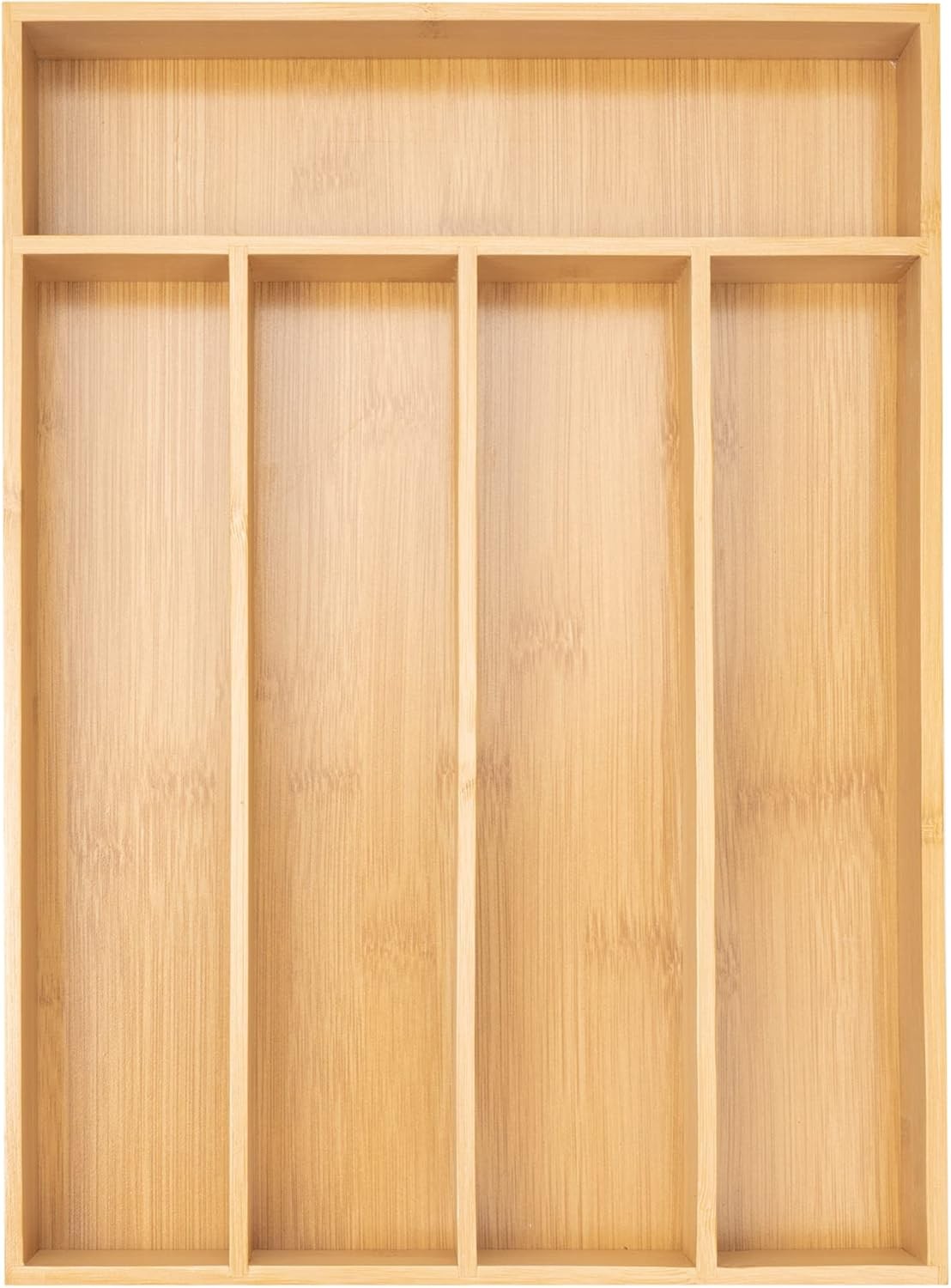 Bamboo Silverware Organizer Kitchen Drawer Tray 5 Slot Natural