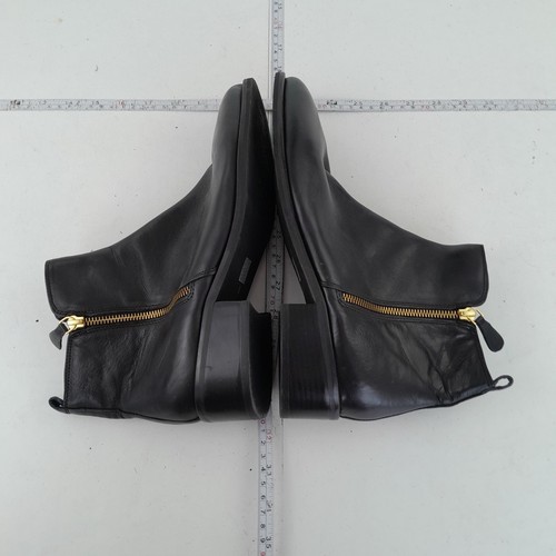 M&S Ankle Boots 8 Black Womens Leather Zip Block Heel Smart - Picture 6 of 11