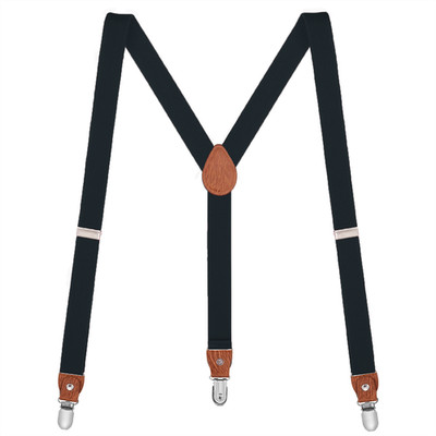 Buyless Fashion Leather End Suspenders Men - 48'' Elastic Adjustable 1'' - Y Shape