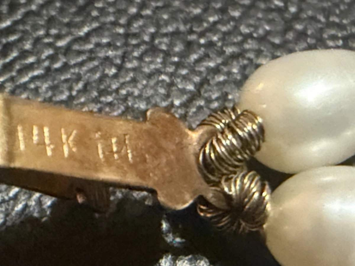 14k Gold Clasp Pearl Bracelet Stamped M 7.5 Inches