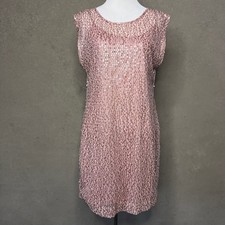 LC Lauren Conrad Pink Sequin Shift Dress Sleeveless Party Cocktail Size 4