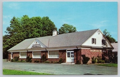 Greenfield Pharmacy Fairfield CT Postcard Greenfield Hill Dogwood Area