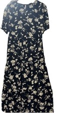 Floral Print Black Dress with Short Sleeves