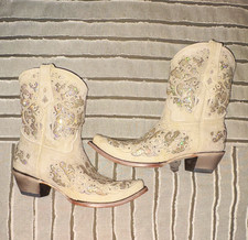 Corral Handmade Leather White Embroidered Western Boots Women's US 9.5