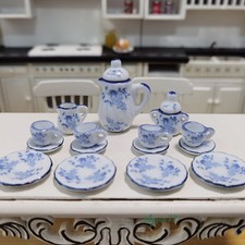 15PCS 1:12 Scale Vintage Handmade Dollhouse Miniatures Porcelain Coffee Tea Set