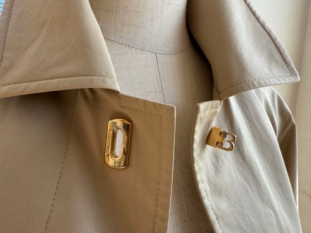 Burberry Trench Coat Beige Cotton With Gold Logo Size M For Women thumbnail 10