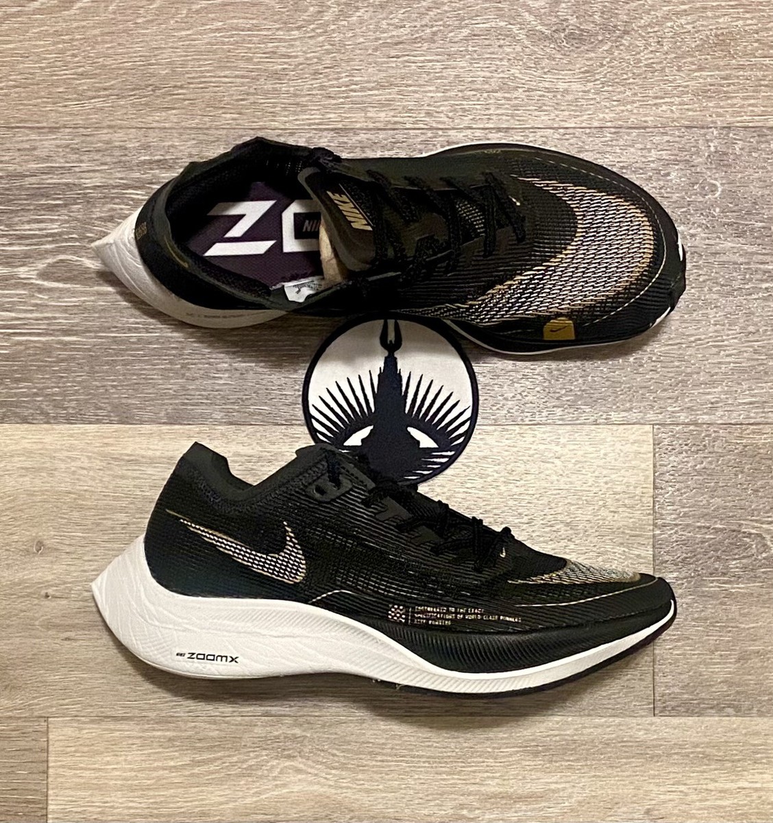 Nike ZoomX Vaporfly Next% Black Metallic Gold CU4123-001 Women's 8