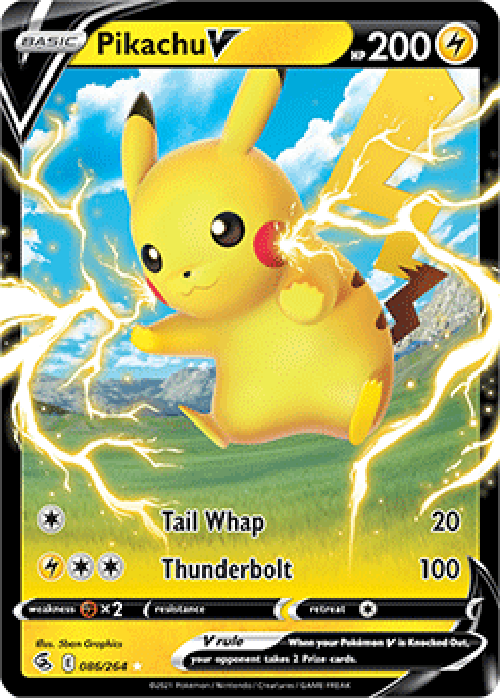 Pikachu V 086/264 Fusion Strike Pokemon Trading Card Near Mint English Holo