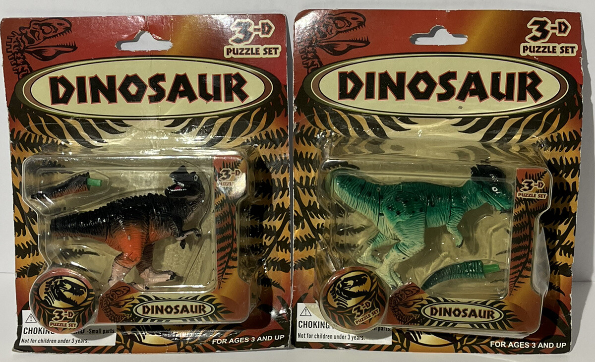 3d Puzzle Set Dinosaur Vintage Plastic Dinosaur Toy Lot New In