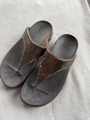 Fit Flop 034-012 Electra Classic Bronze Sequins Flip-Flop Sandals US Sz 8 M
