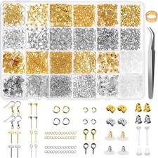 Earring Making Supplies Kit, 2900pcs Earring Hardware Pieces Repair Parts wit...