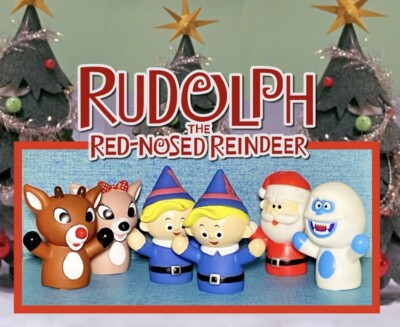 6 Rudolph The Red Nosed Reindeer Finger Puppets- Clarice Bumble Santa Hermey(2)