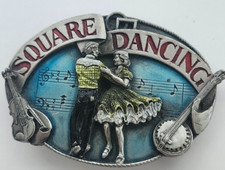 VINTAGE PEWTER SQUARE DANCE BELT BUCKLE 1985 SISKIYOU