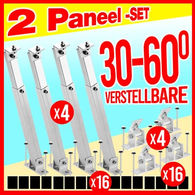 FIREND24 Aufständerung Solarmodul Halterung Balkonkraftwerk Flachdach PV - 2 PANEELE SET!