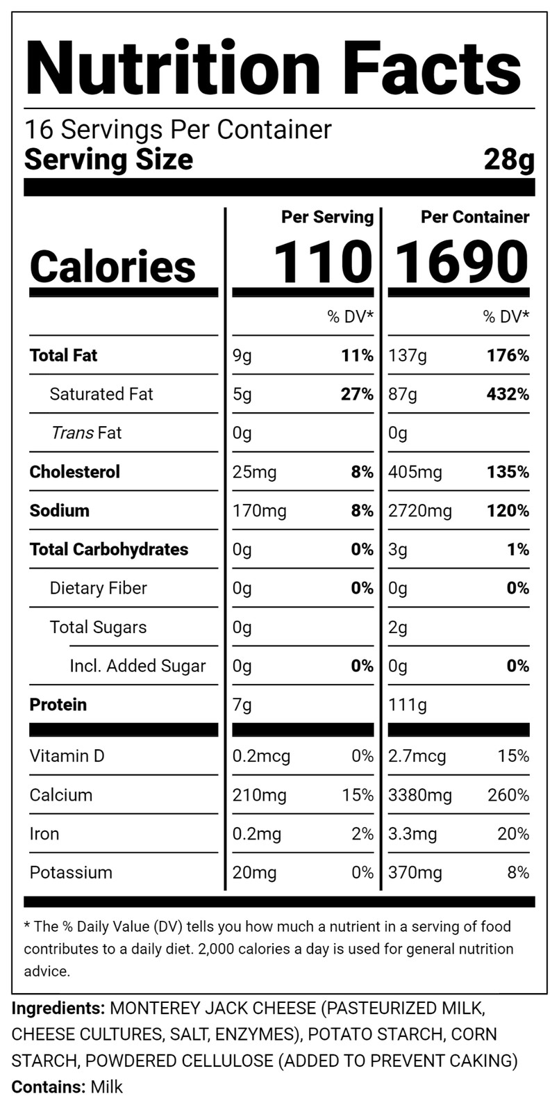 Freeze-Dried Monterey Jack Shredded Cheese