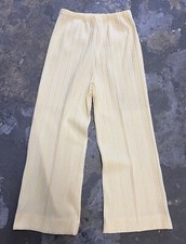 Vintage 60s 70s Pleated Knit Pants 24x26 Union Made USA Flare Yellow Boho