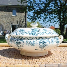 Antique Longwy Small Earthenware Tureen Model Manon