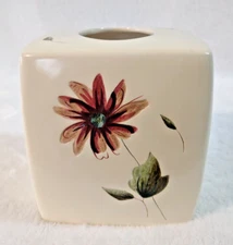 2002 Tissue Box Cover Floral Daisy Cream Brown Blue
