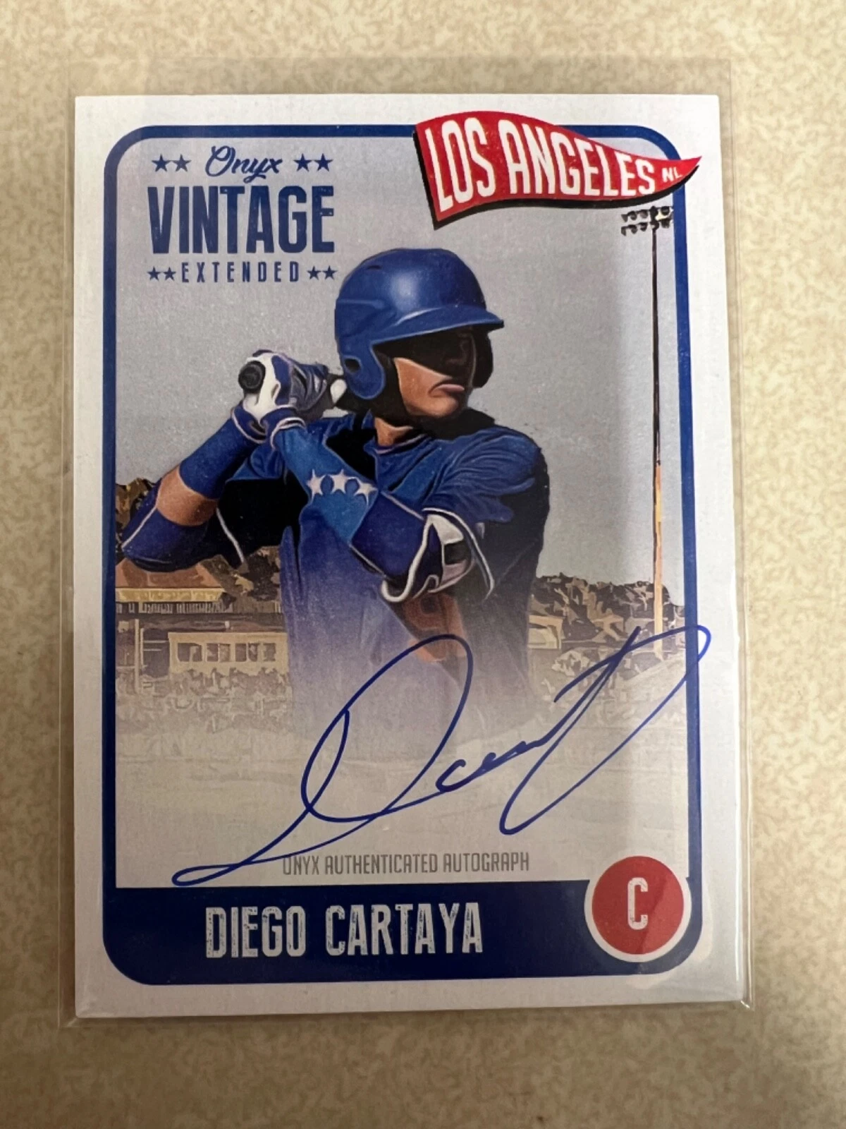 Diego Cartaya 2020 Onyx Vintage Extended #EADC Blue Ink Auto /275 Dodgers