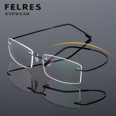 Rahmenlose Titanlegierung Lesebrille Für Herren Leichte Quadratische Lesebrille