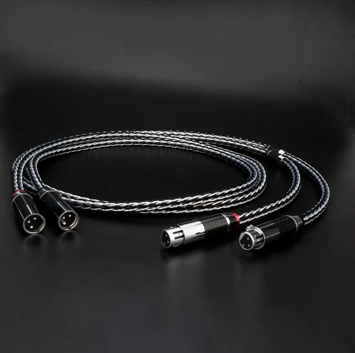 Pair Hi-end 7N OCC XLR Balanced Audio Cable Carbon Fiber Connectors Signal Wires - Picture 3 of 13