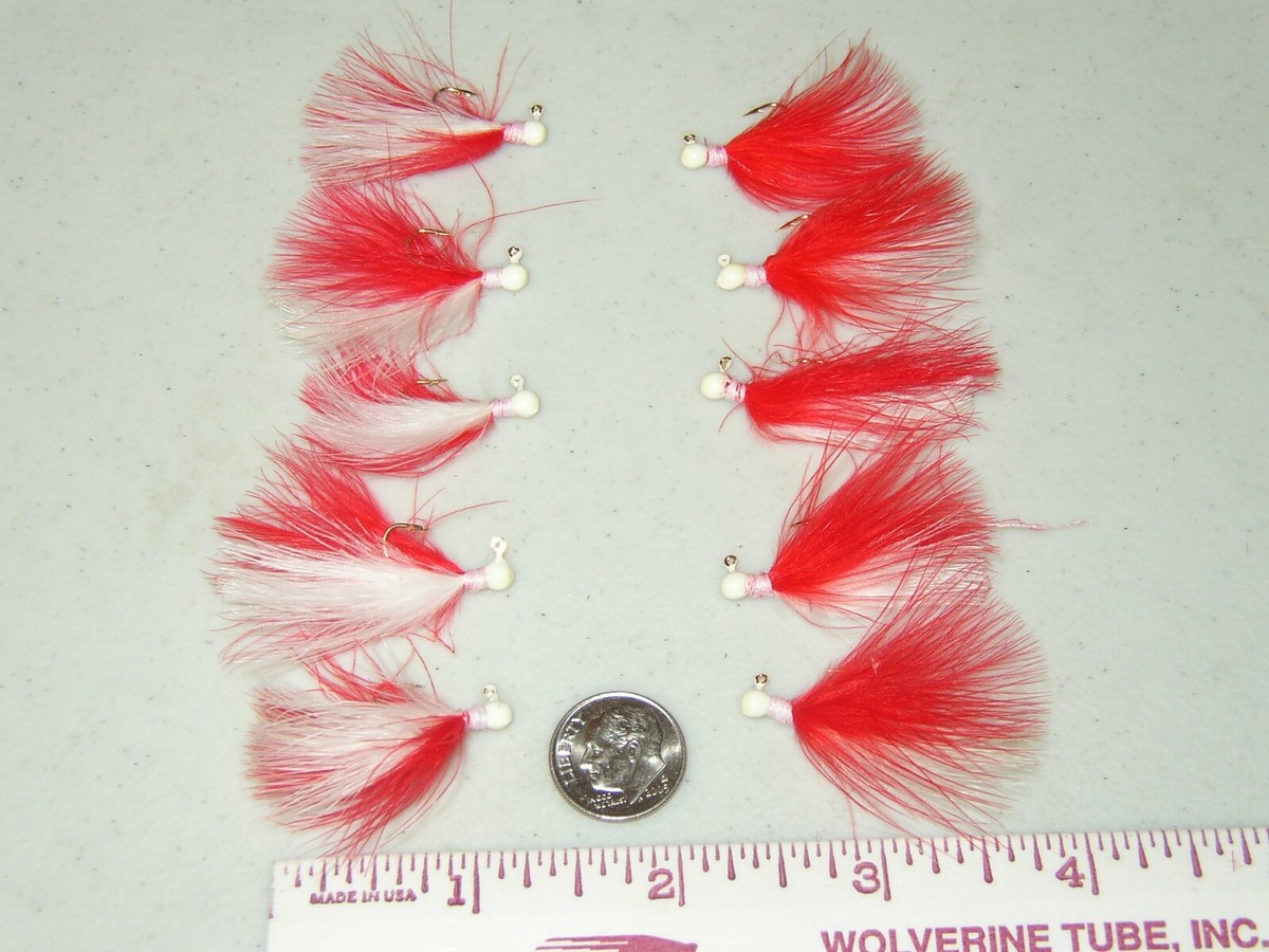 10 Jig Marabù Non Legati A Mano - 1/64 Oz - Giallo - Per Trota, Steelhead, Crappie