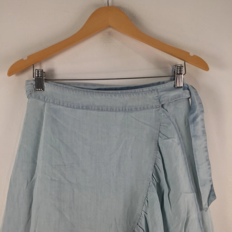 NAF NAF Mujer Falda Envolvente Talla S Azul Lyocell Volantes Midi Corbata 109494 Foto 2 de 4