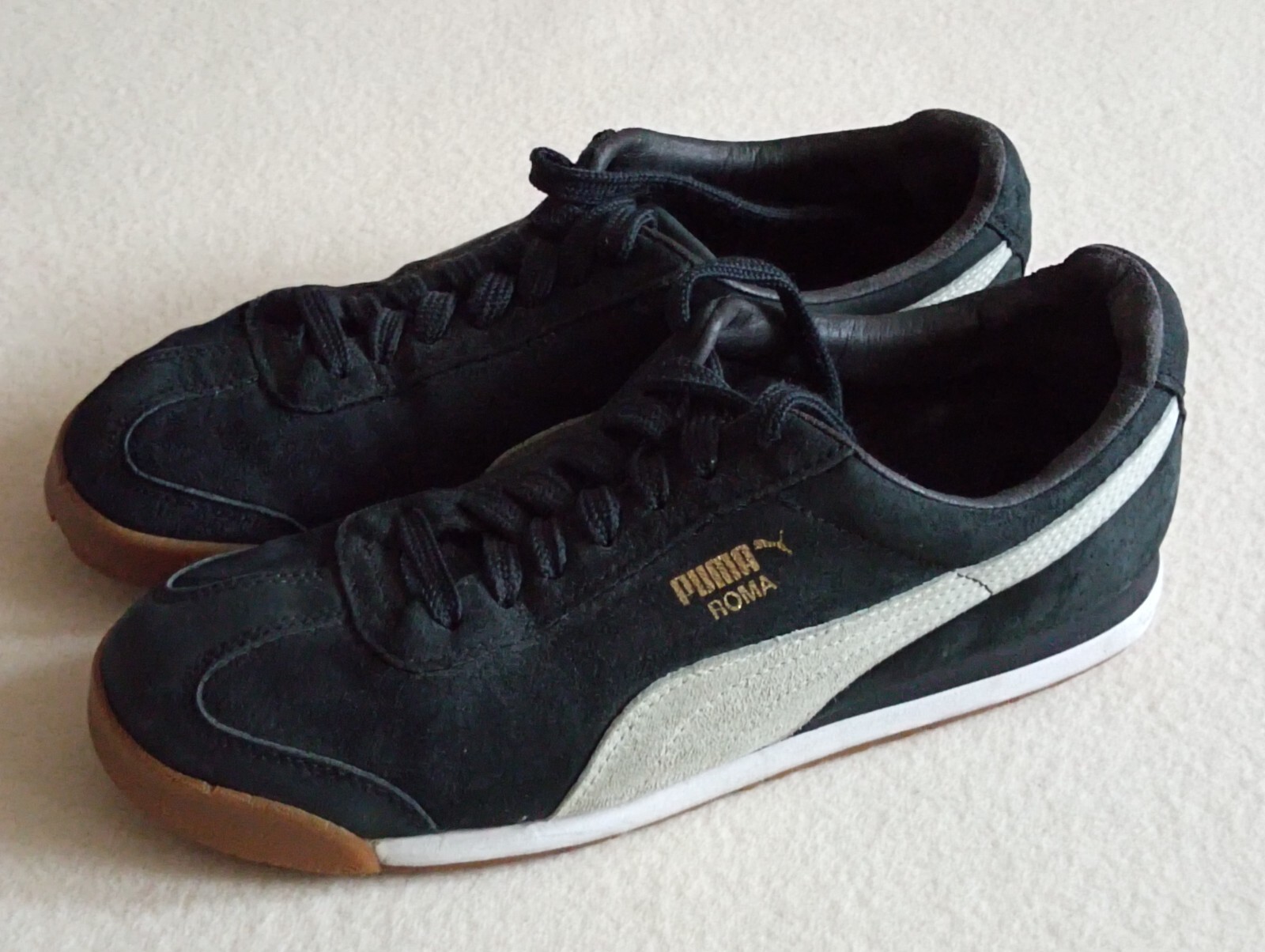 puma roma black and white