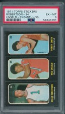 1971/72 Topps Stickers 34 Oscar Robertson 35 Wes Unseld 36 Bobby Smith PSA 6 *91