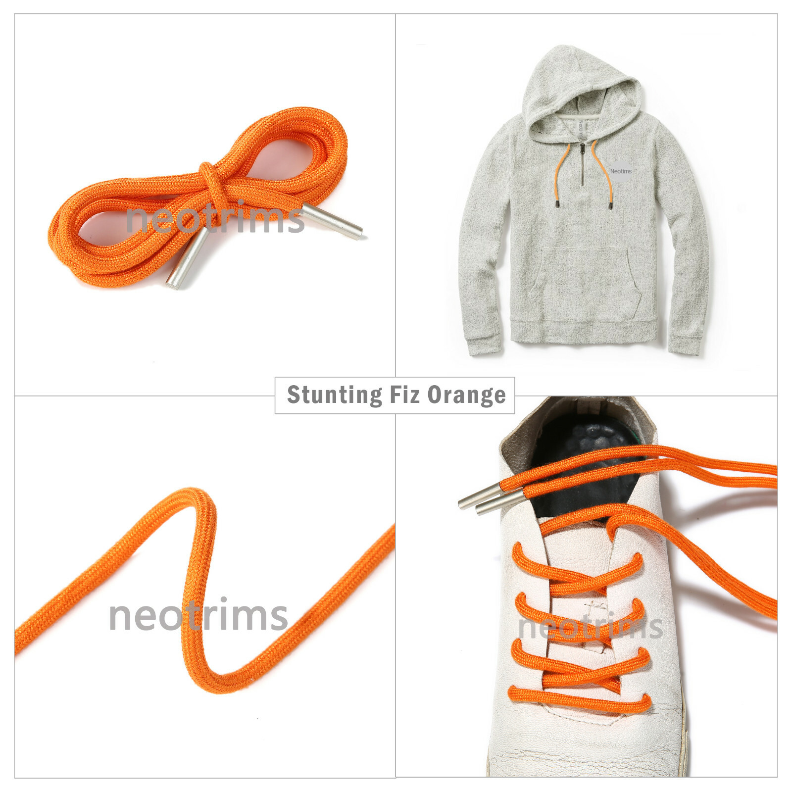 Botas de cordones y cordones para zapatos Hoodie, redondos de 6 mm con tapón de