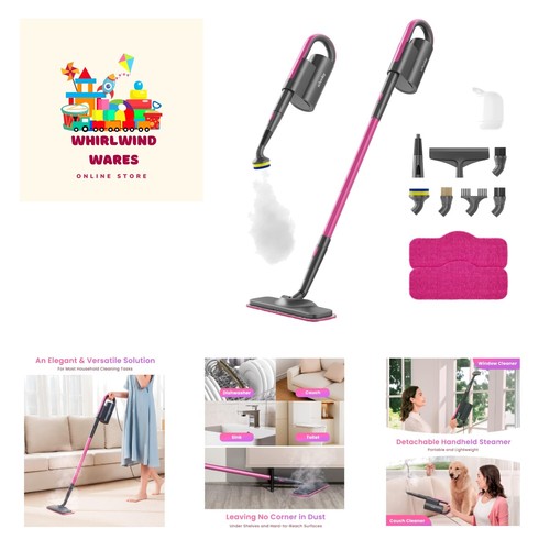 Steam Mop Cleaner with Detachable Handheld Steamer for Cleaning Hardwood/Lami...