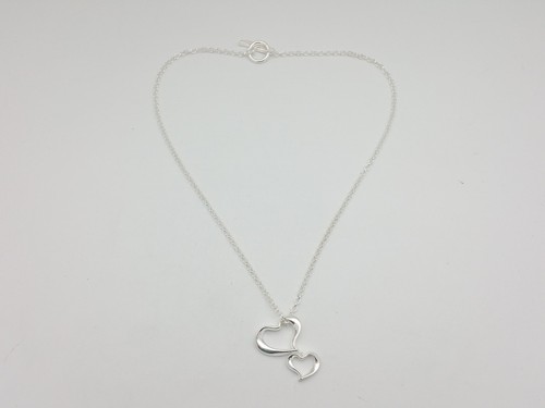 Ciondolo doppio cuore argento eterno Londra sterling 925 16' pollici a levetta - Foto 4 di 11