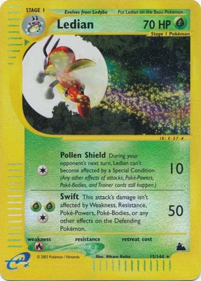 1x Ledian - 15/144 - Rare - Reverse Holo Lightly Played Pokemon G2 - Skyridge