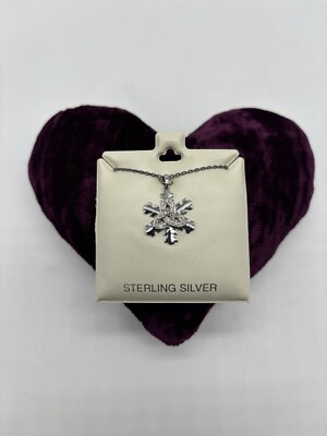 SOLVAR Sterling Silver Round-Cut C Z Snowflake Celtic Trinity Pendant Necklace