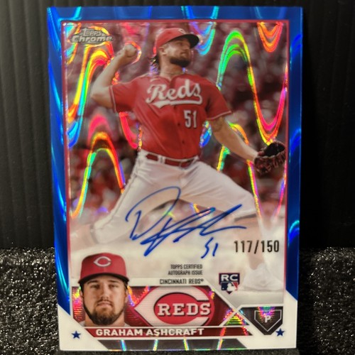 2023 Topps Chrome Blue RayWave Refractor 111/150 Graham Ashcraft Rookie Auto RC - Picture 5 of 11