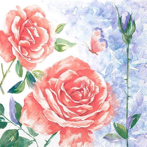 20 Servietten Aquarell Rose Aquarell Stil Blumen Malerei Tischdeko 33X33Cm-image