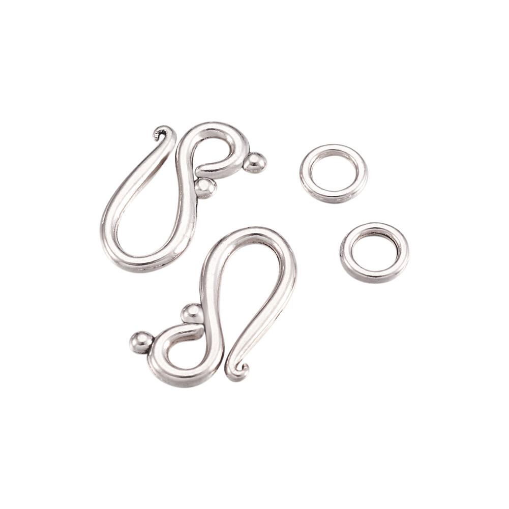 50Sets Tibetan Silver Hook and Eye Clasps Nickel Free Antique