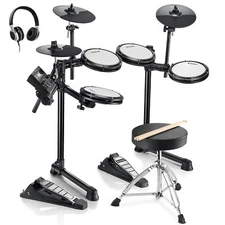 Donner DED-200 Lite Electric Drum + Throne Headphone 450 Sound Melodics Lessons