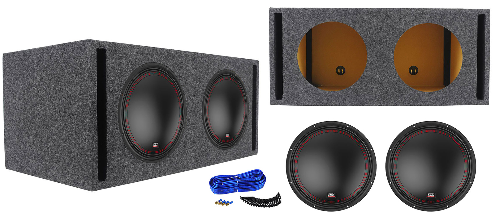 MTX 5512-22 12 800 Ватт DVC 2-омный автомобильный аудио сабвуфер Вентилируемый корпус Sub Box 57890₽