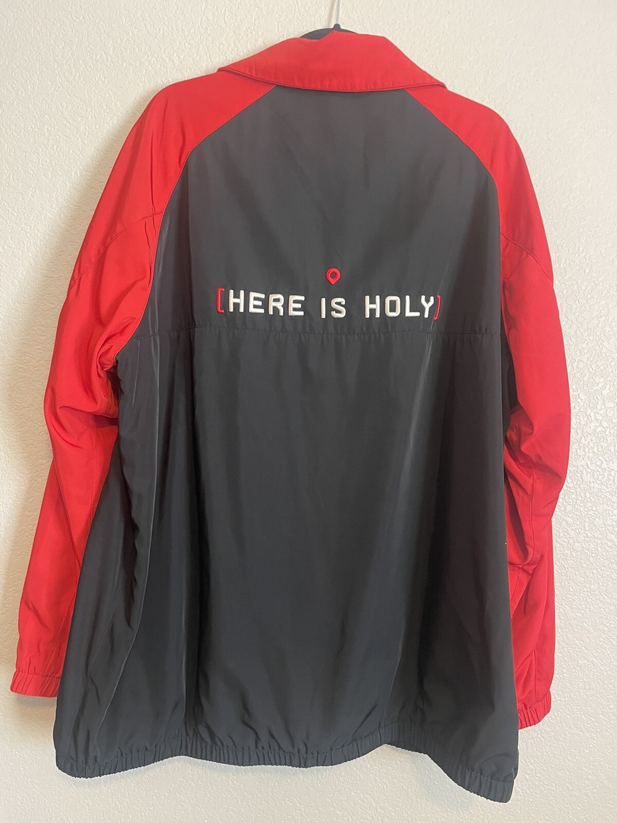 Men’s Pullover Jacket Red Black Windbreaker 1/4 Z… - image 2