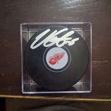 Ville Husso Detroit Red Wings Signed Puck