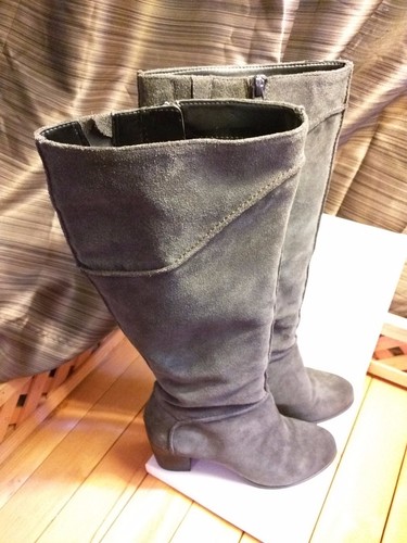 Franco Sarto™ Gray Soft Suede Leather Block Heel Knee High Boots Zip 7.5 $199.00 - Picture 8 of 12