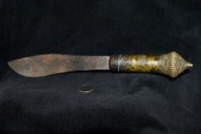 Antique Iron Knife with Incised Brass Handle from Ayutthuya / Ayuthiya Thailand