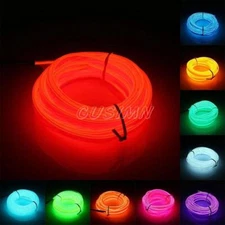 1M-5M LED EL Wire Neon Glow String Strip Light Rope Controller Car Decor Party