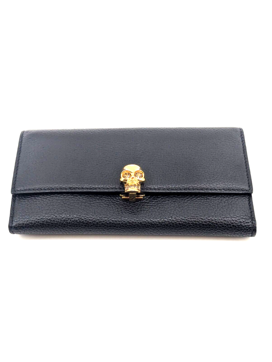Authentic Alexander McQueen Skull Pebbled Leather Wallet | eBay